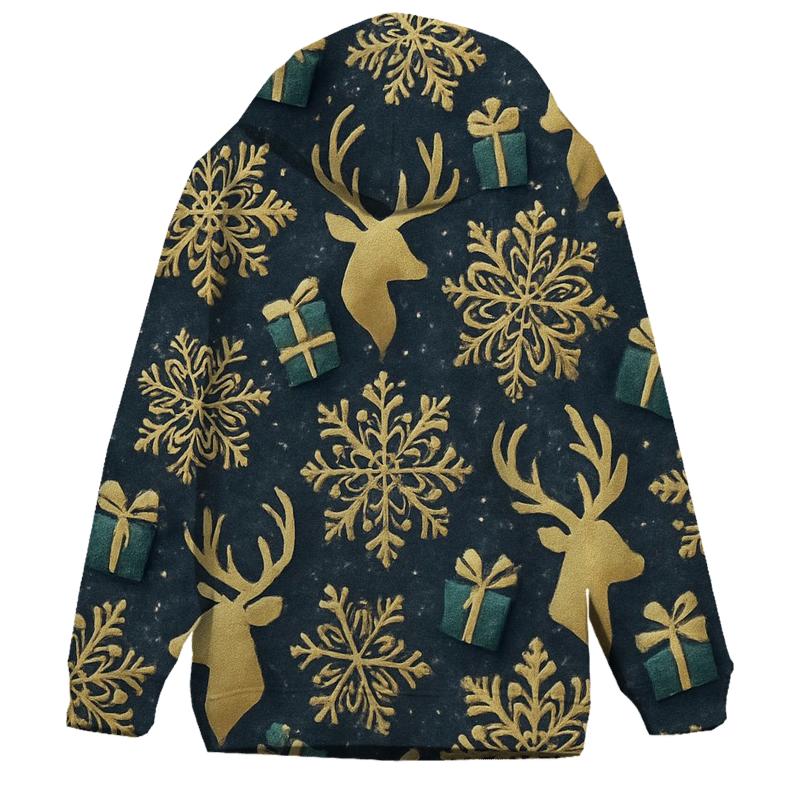 Golden Snowflake Tessellation On Midnight Background pullover hoodies