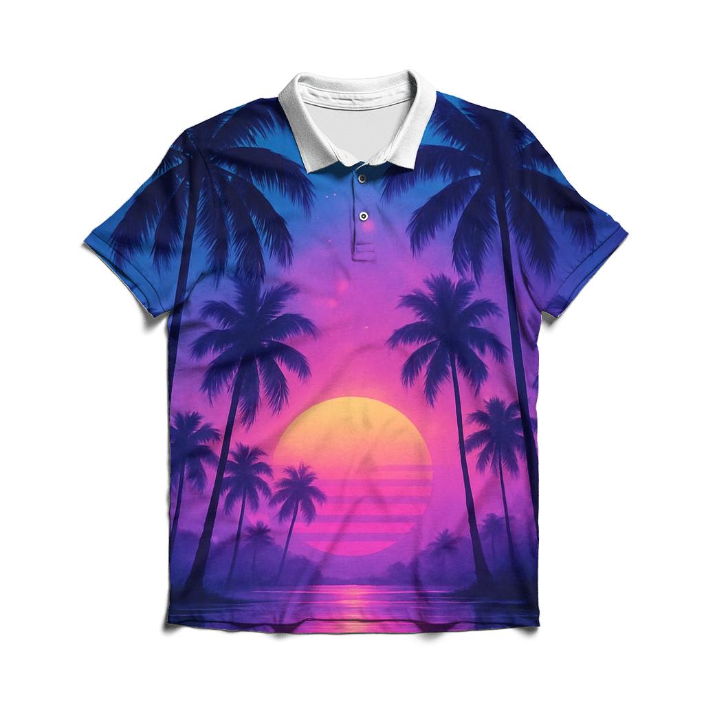 Neon Palm Reverie designer slim fit polos