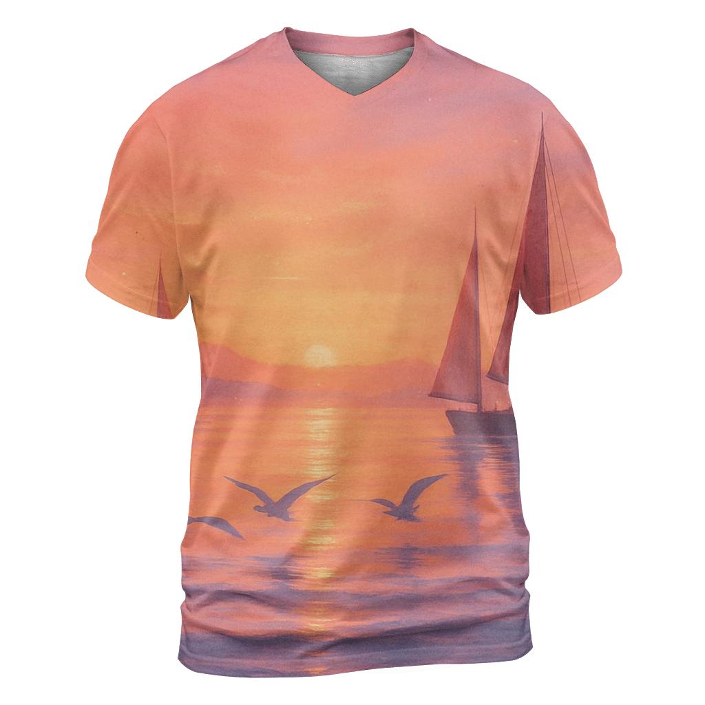 Coral Harbor Afterglow artistic all-over print tops