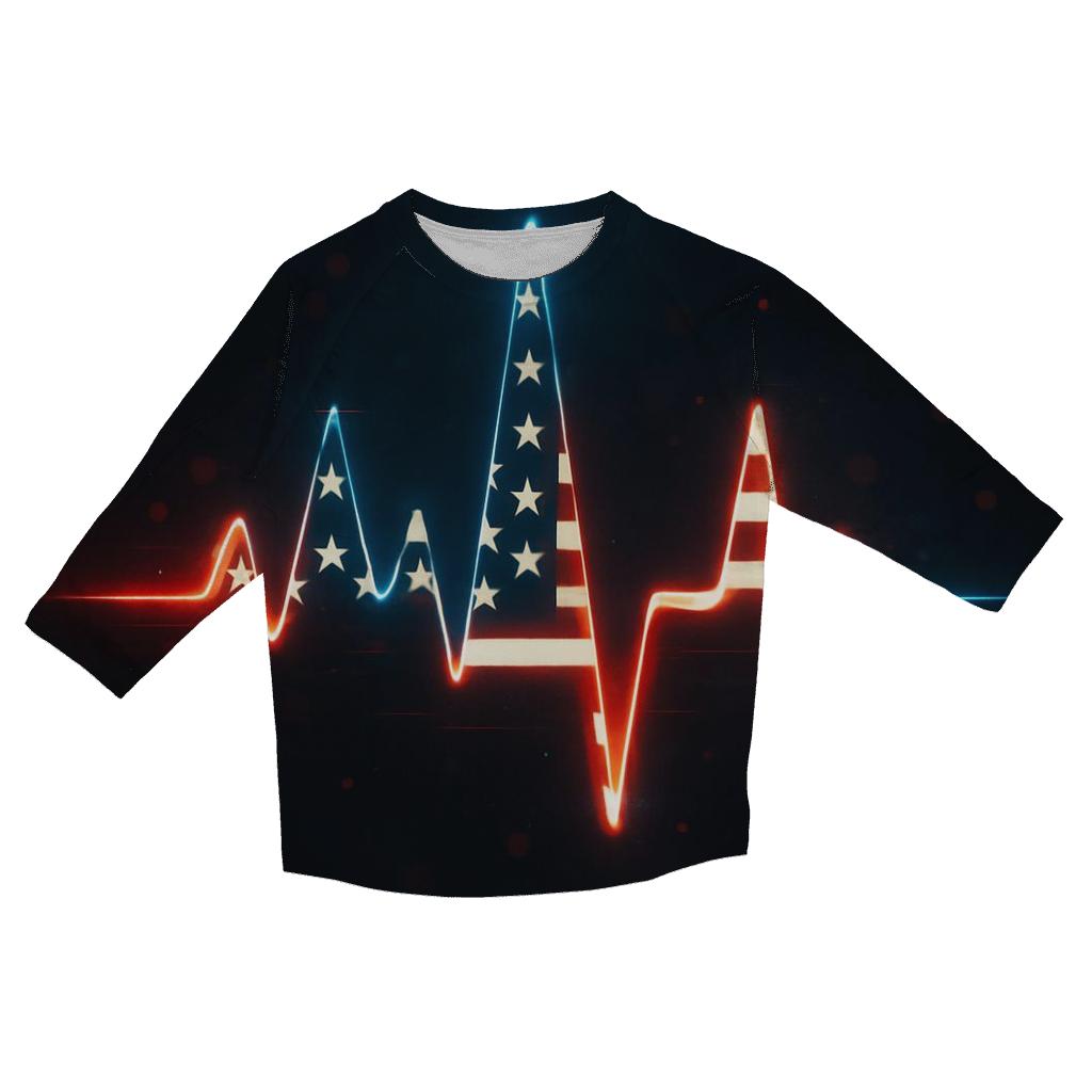 Freedom Pulse Flag stylish quarter sleeve tops