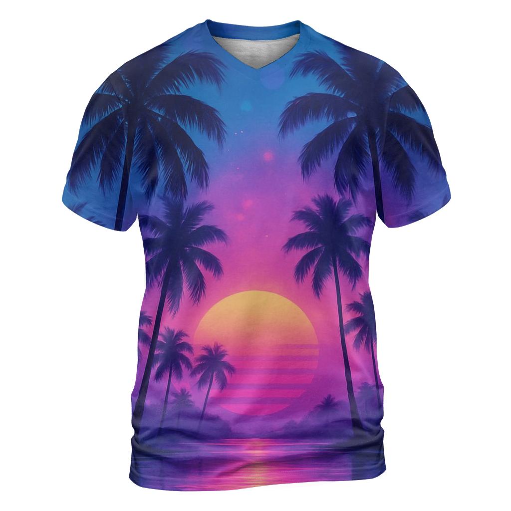 Neon Palm Reverie creative print fashion shirts