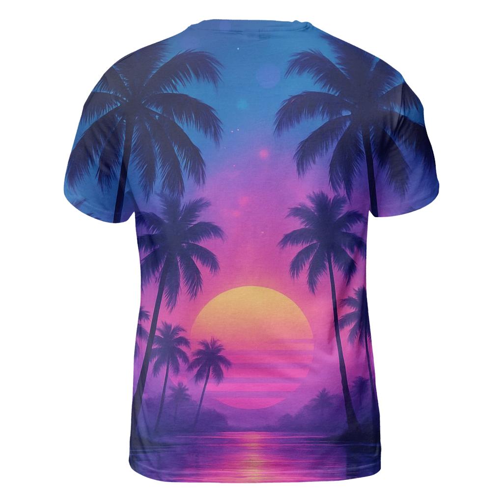 Neon Palm Reverie creative print fashion shirts