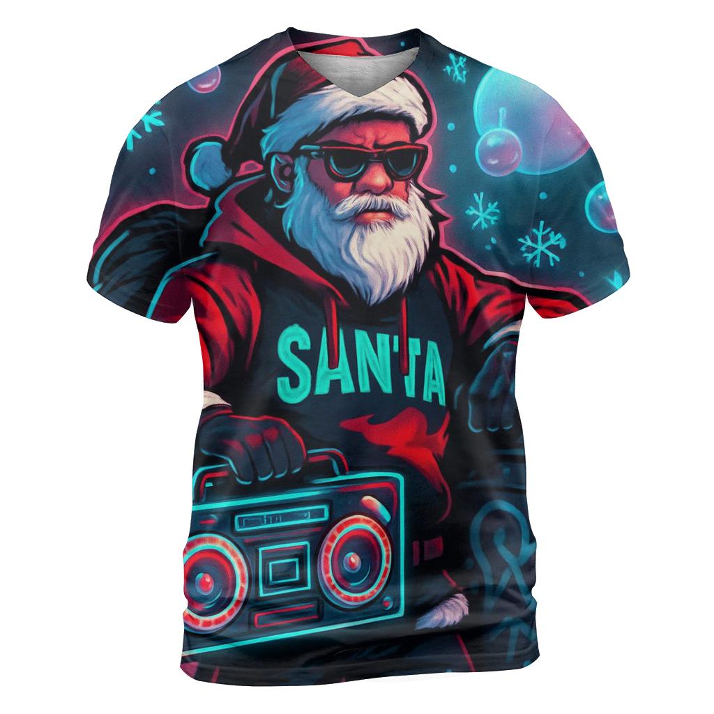 Streetwise Neon Santa artistic all-over print tops