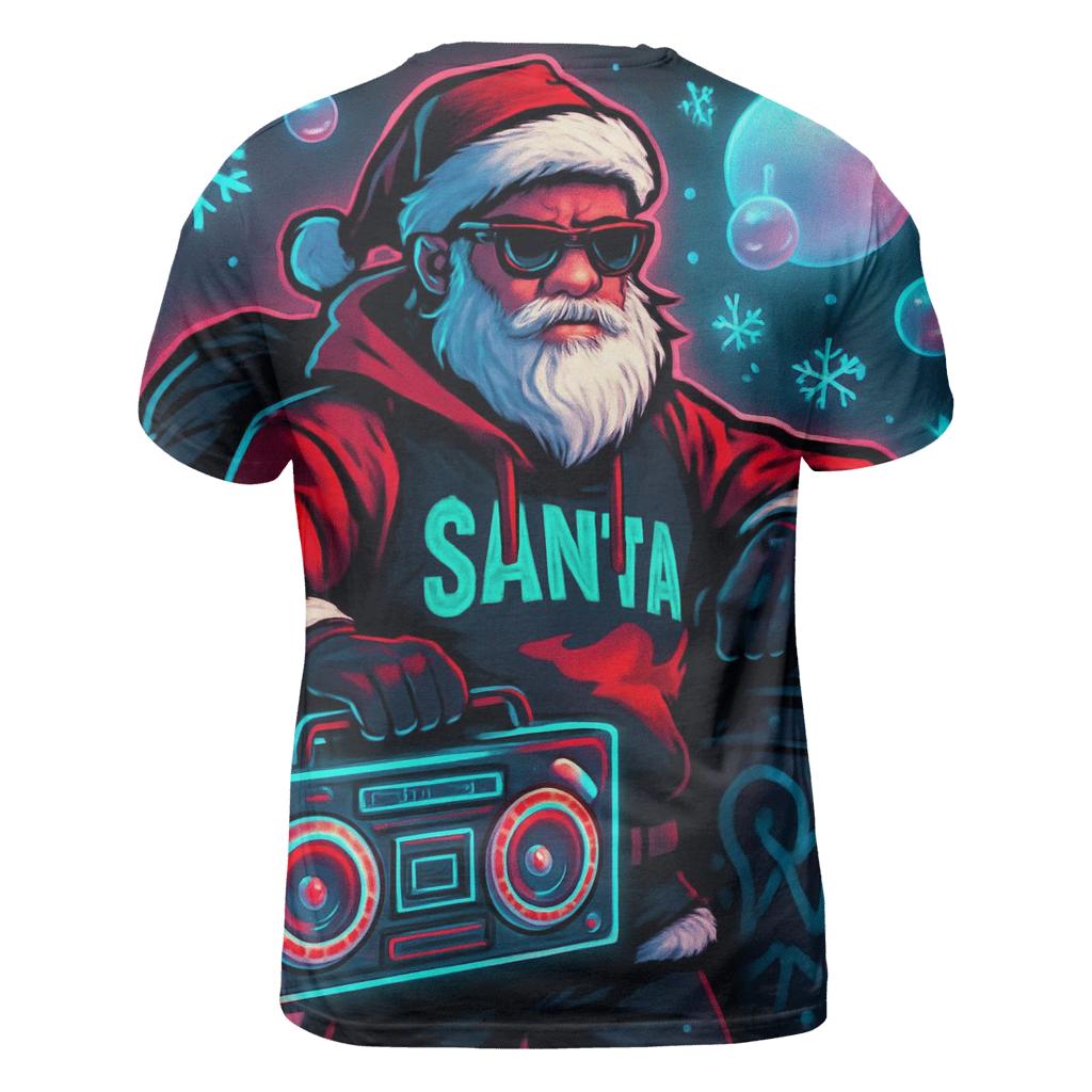 Streetwise Neon Santa artistic all-over print tops