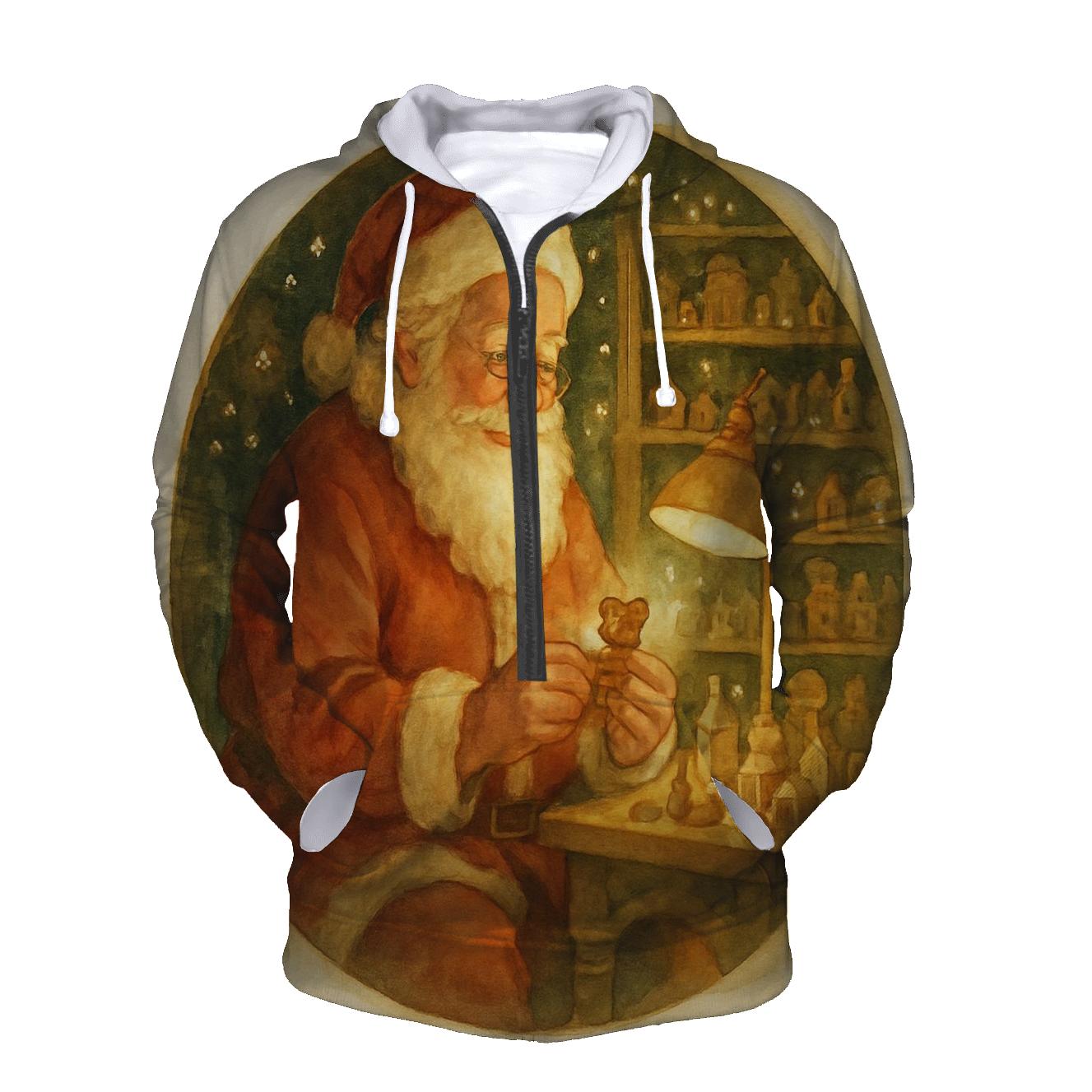 Cozy Hearthwood Santa graphic hoodies