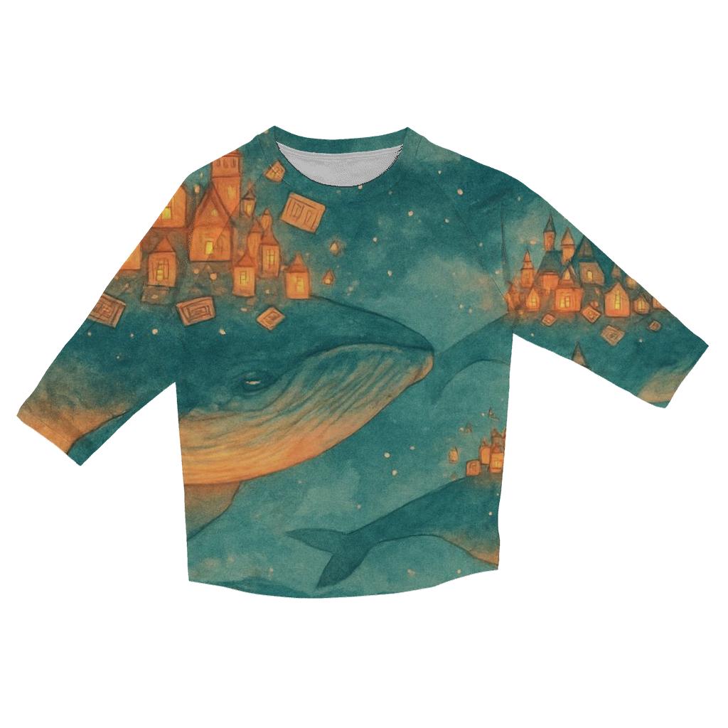 Lantern Whale Pilgrimage printed three quarter sleeve shirts