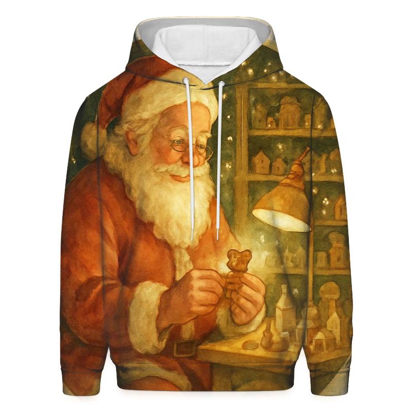 Cozy Hearthwood Santa printed hoodies