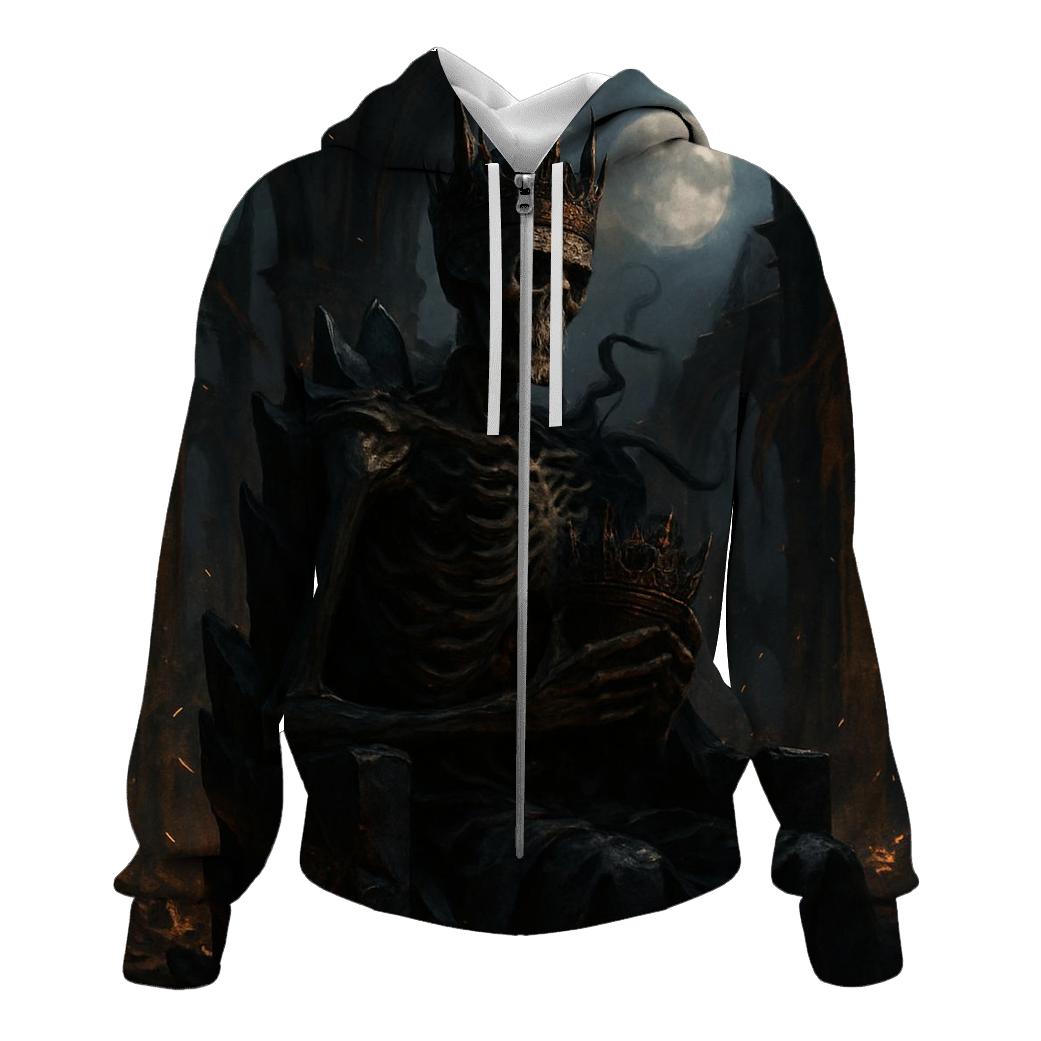 Ashen Throne Of The Skeleton King zip-up hoodies