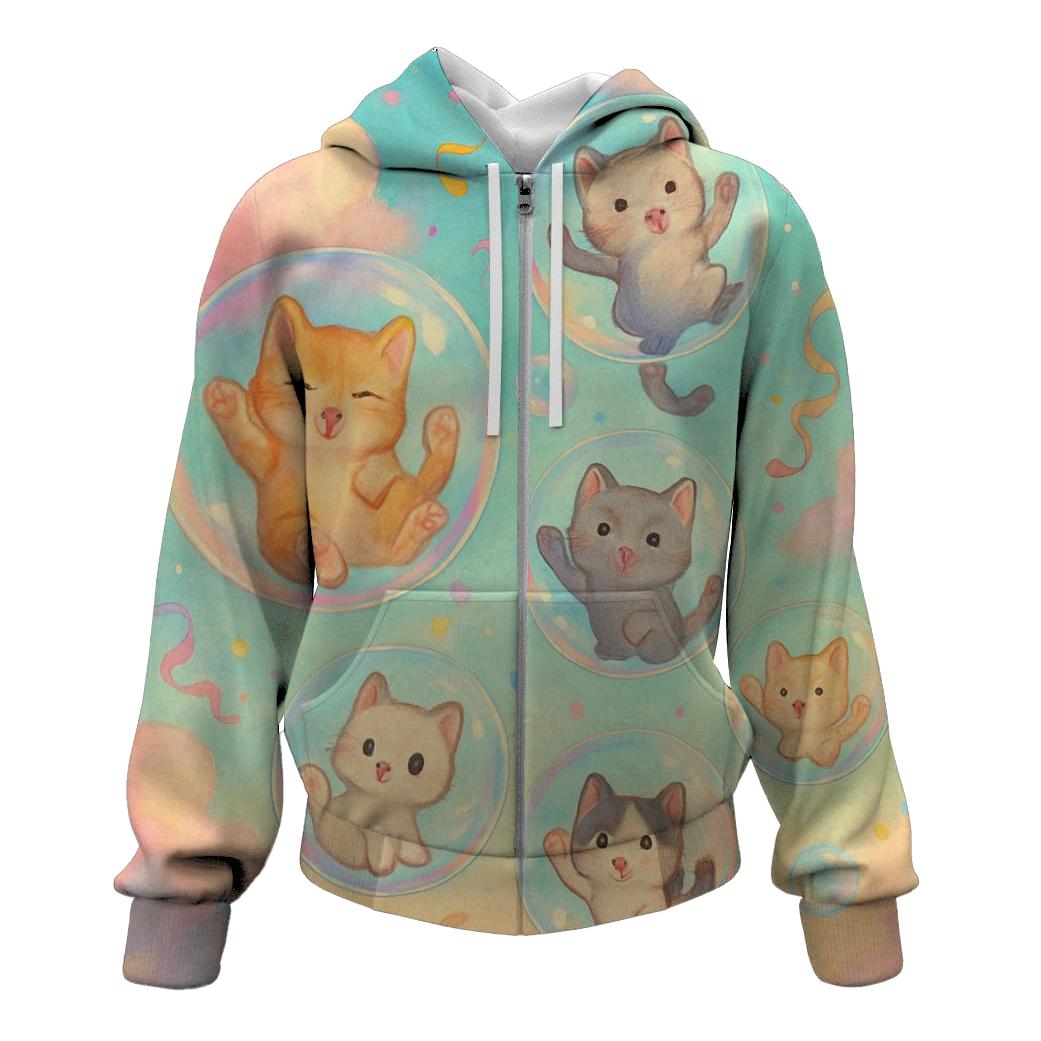 Bubblegum Orb Kittens zip-up hoodies