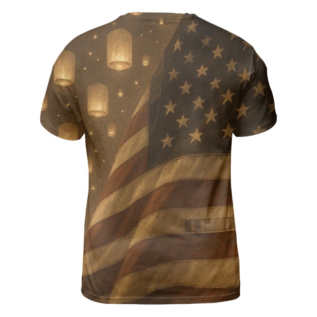Memorial Lanterns And Stripes vibrant all-over design tees