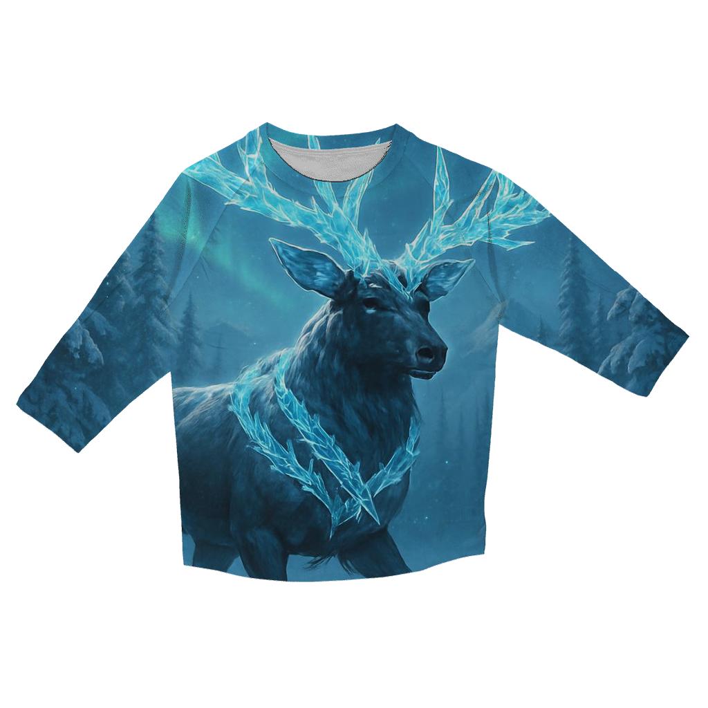 Frostbound Neon Elk printed three quarter sleeve shirts
