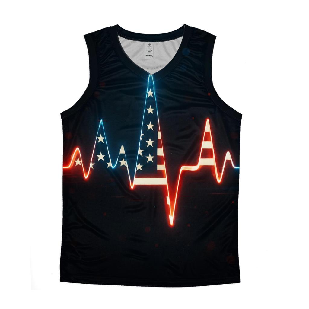 Freedom Pulse Flag graphic print tank tops