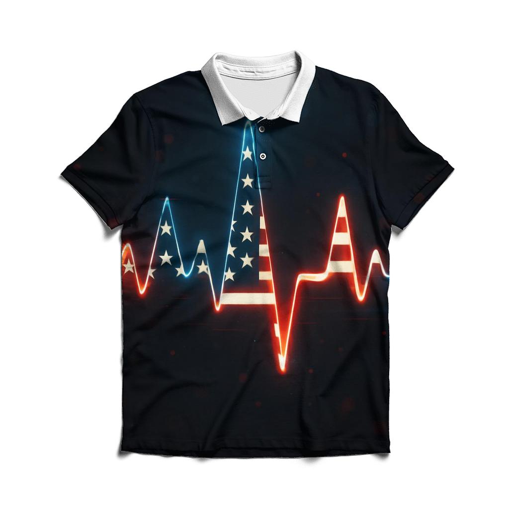 Freedom Pulse Flag casual sports polo shirts