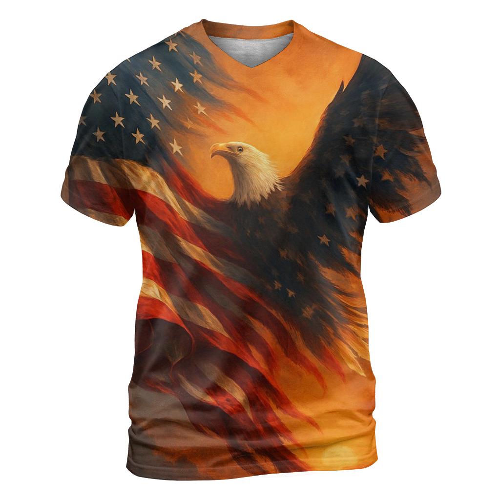 Liberty Flame Banner vibrant all-over design tees