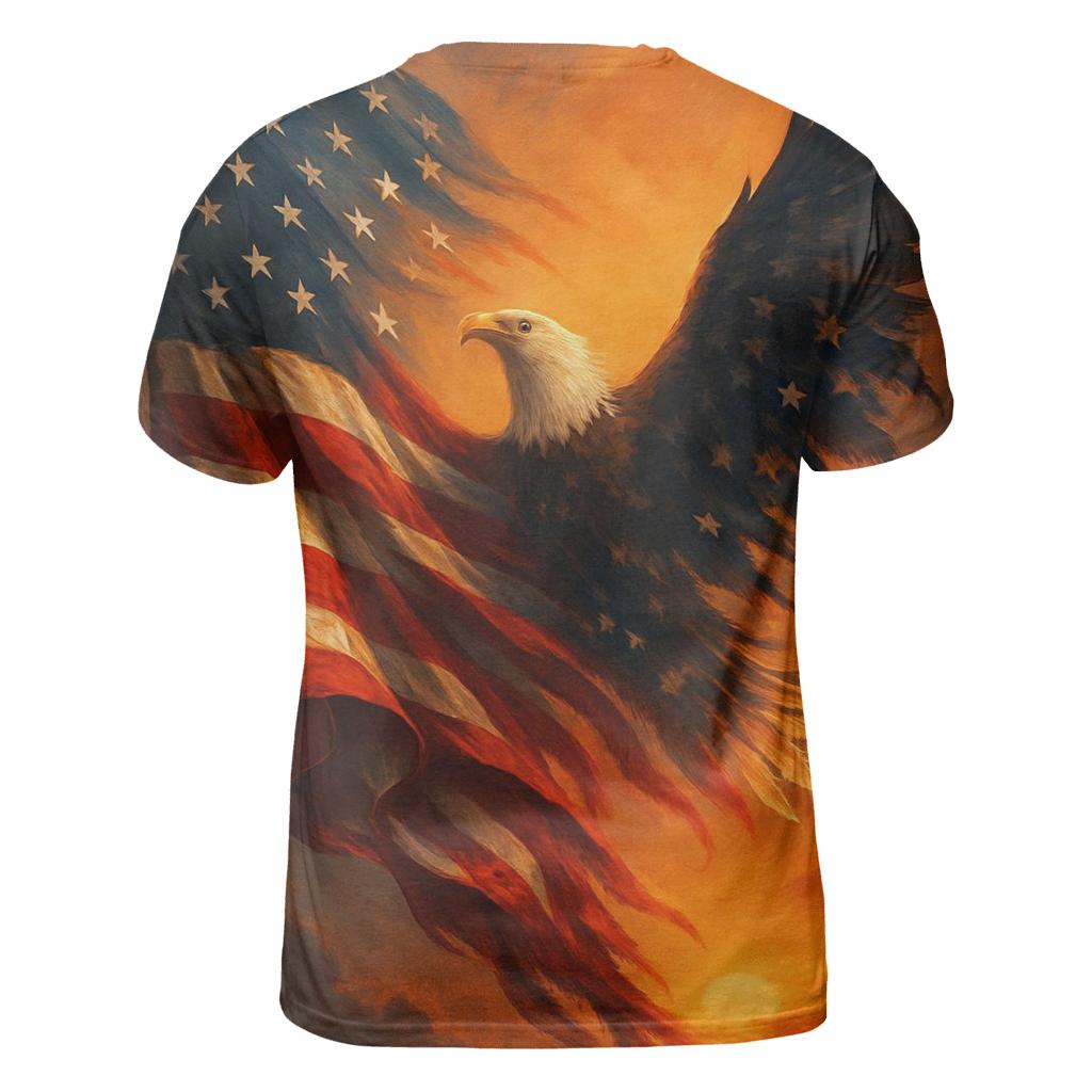 Liberty Flame Banner vibrant all-over design tees