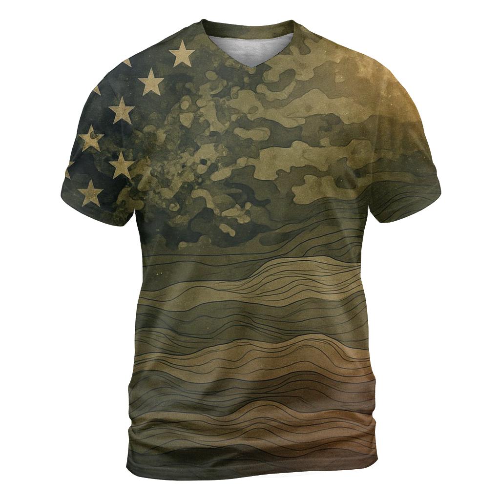 Camo Starfield Merge vibrant all-over design tees