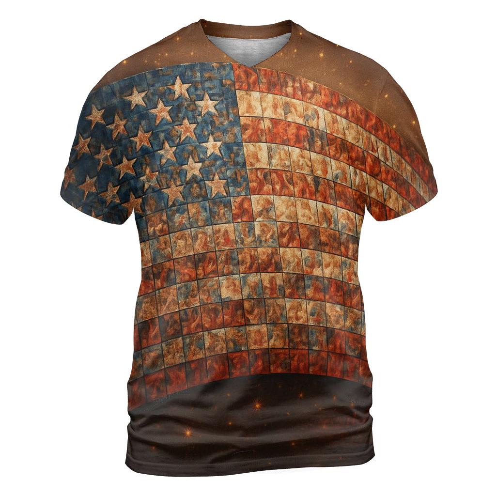 Patriotic Wave Mosaic personalized full print shirts