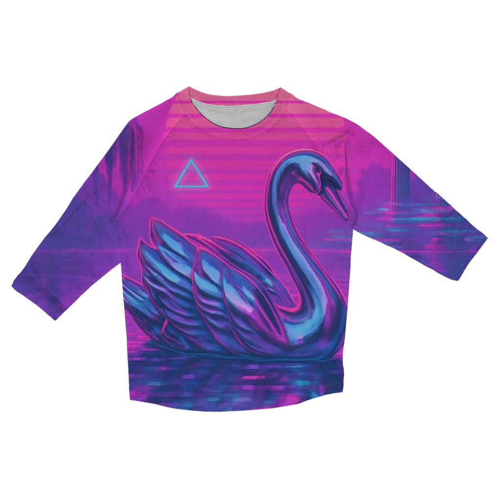 Vaporwave Swan Lake stylish quarter sleeve tops