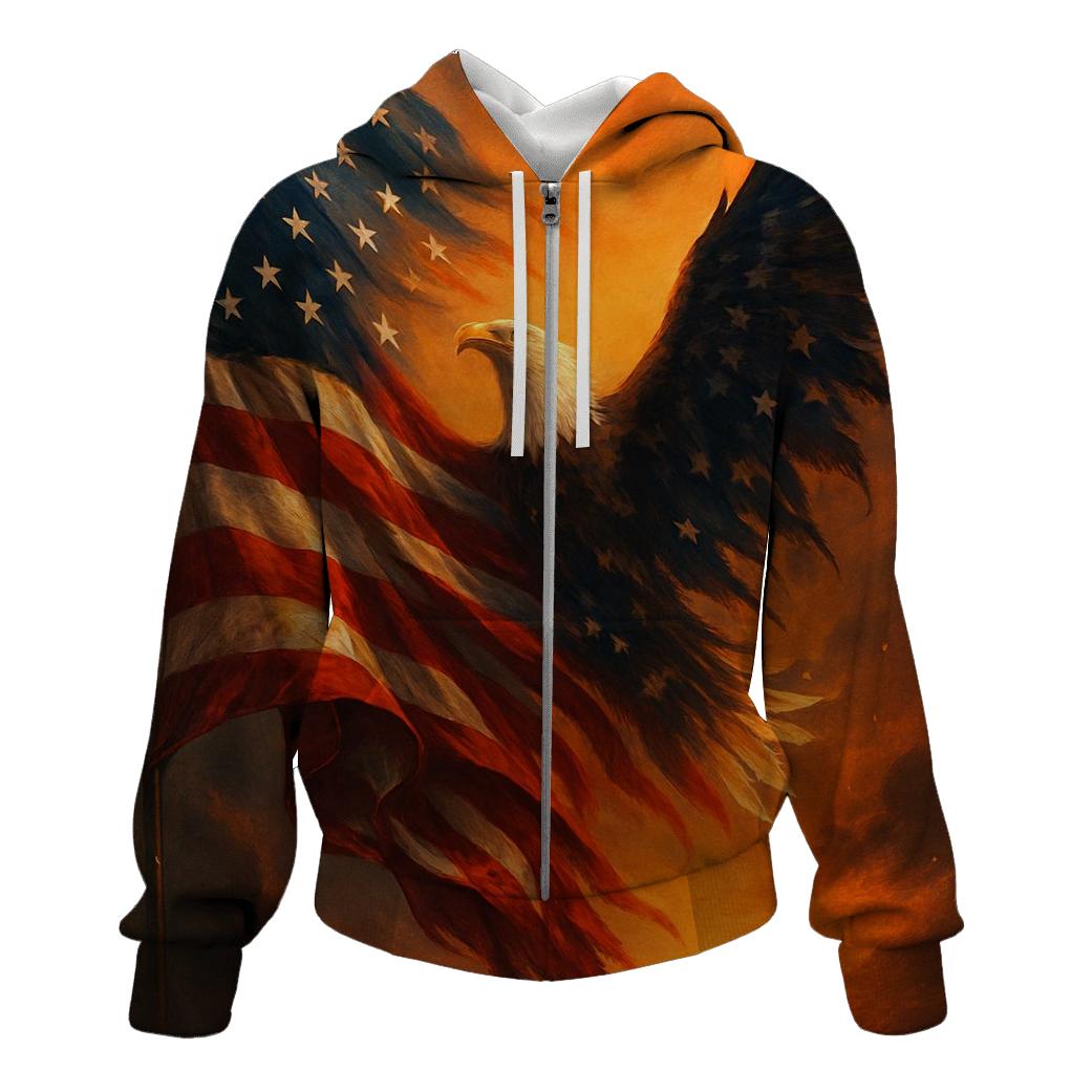 Liberty Flame Banner printed hoodies