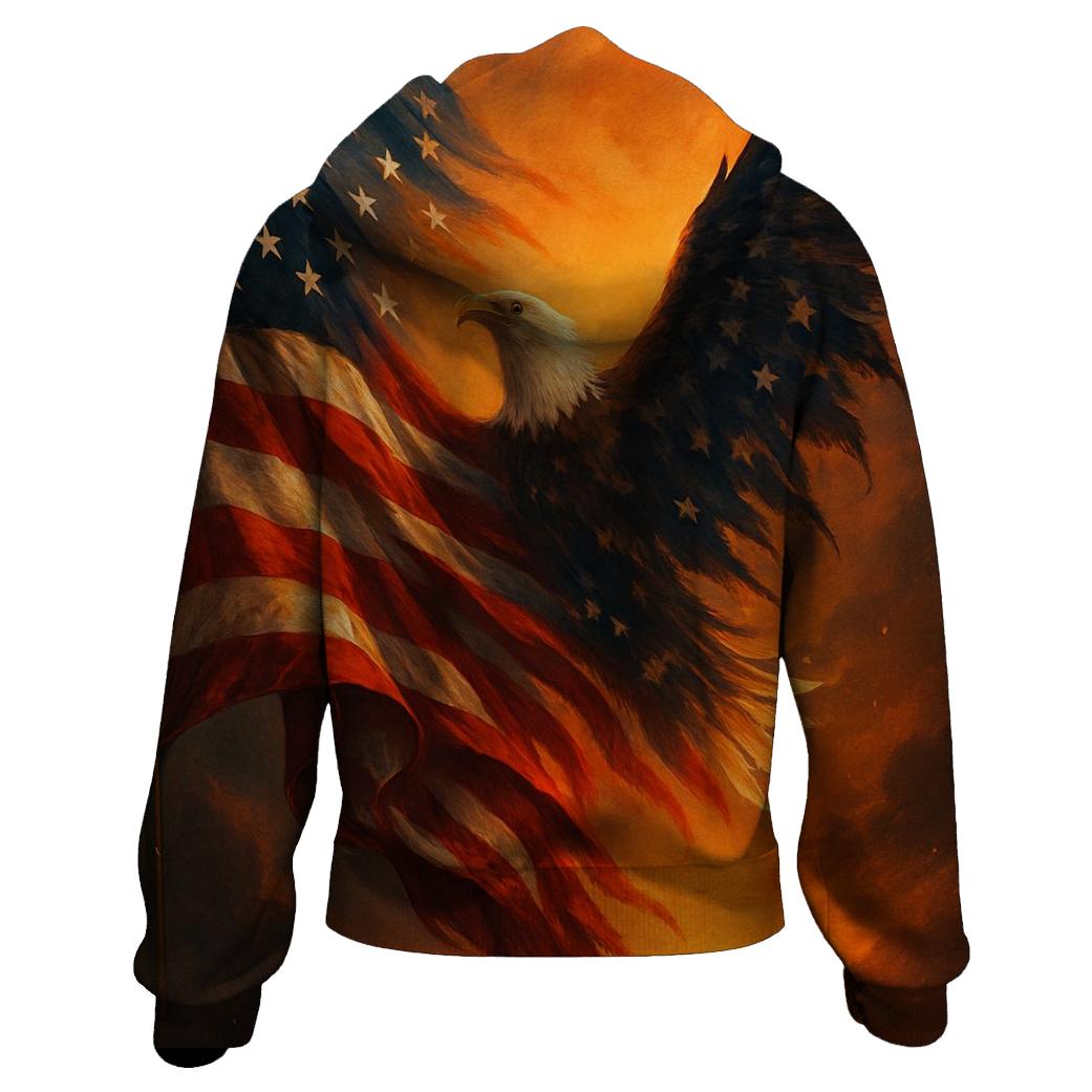 Liberty Flame Banner printed hoodies