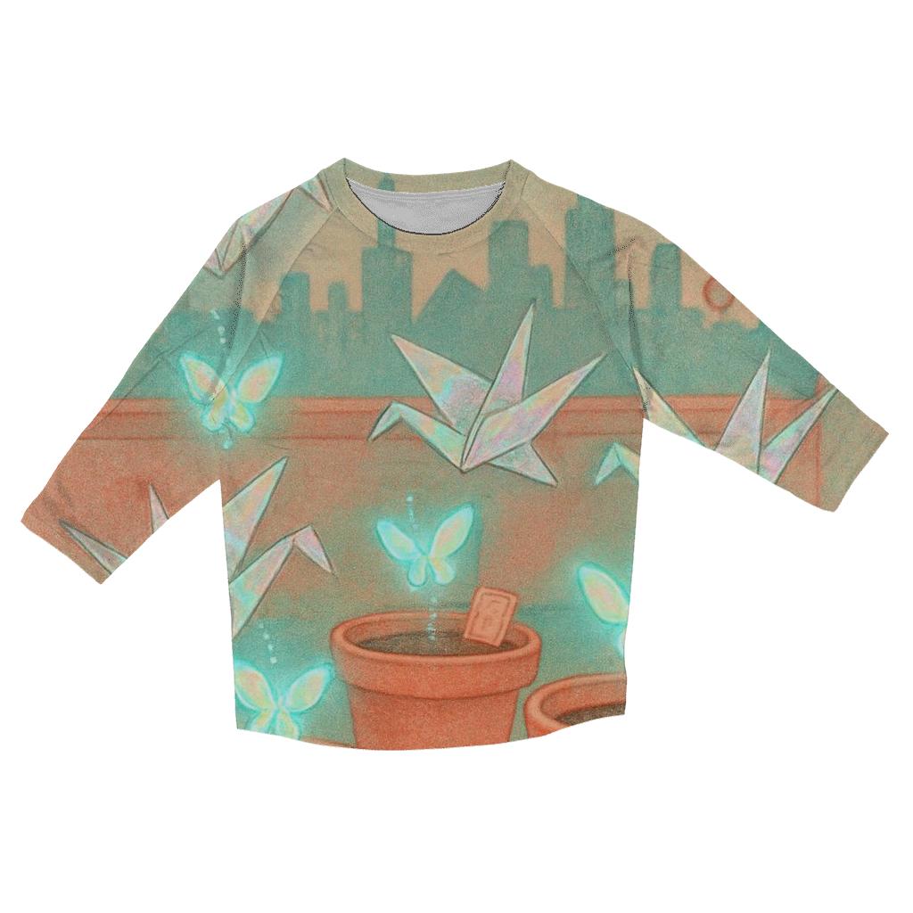 Holographic Paper Crane Garden personalized 3/4 sleeve tees