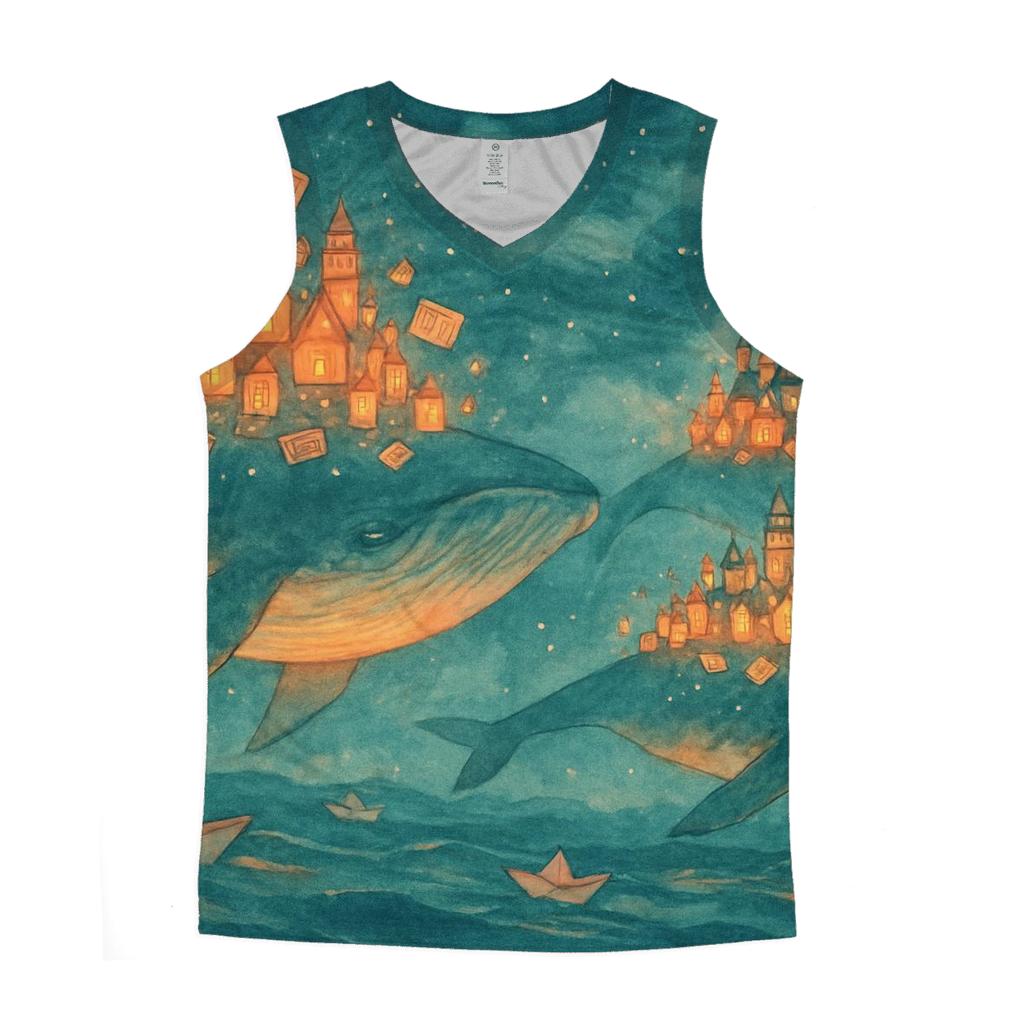 Lantern Whale Pilgrimage graphic print tank tops