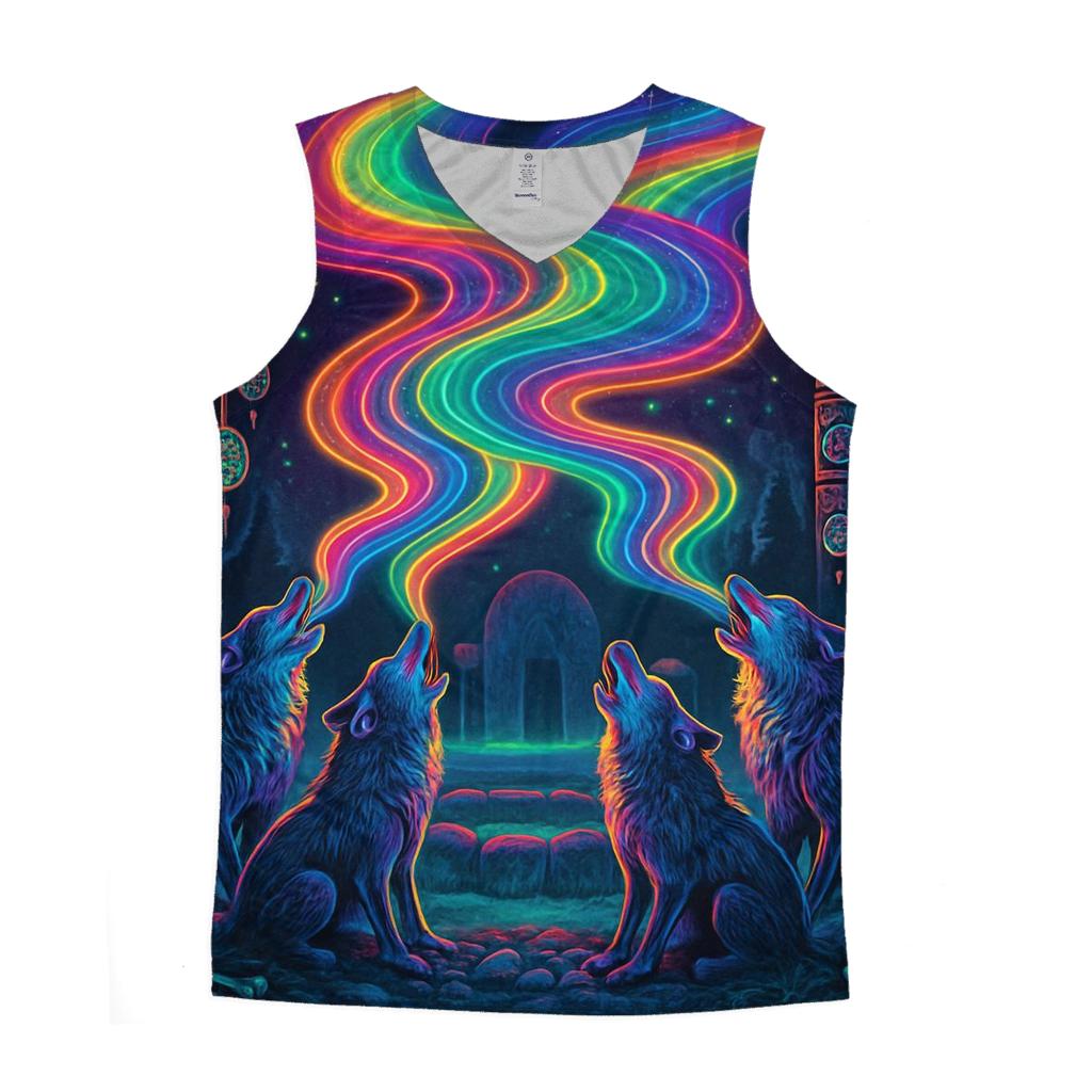 Chromatic Wolf Choir stylish racerback tanks