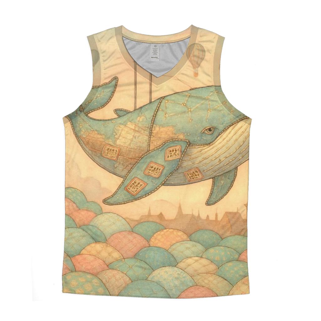 Stitched Sky Whale trendy fitted tank tops