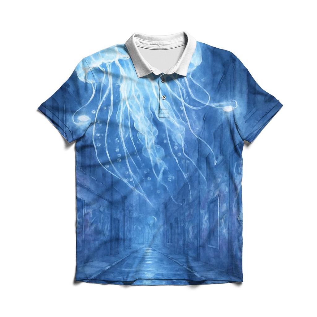 Midnight Jellyfish Alley embroidered polo tops