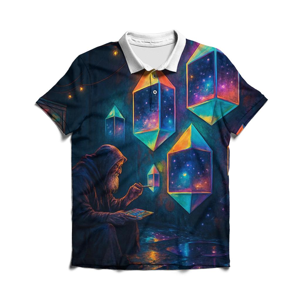 Prismatic Alley Hermit embroidered polo tops