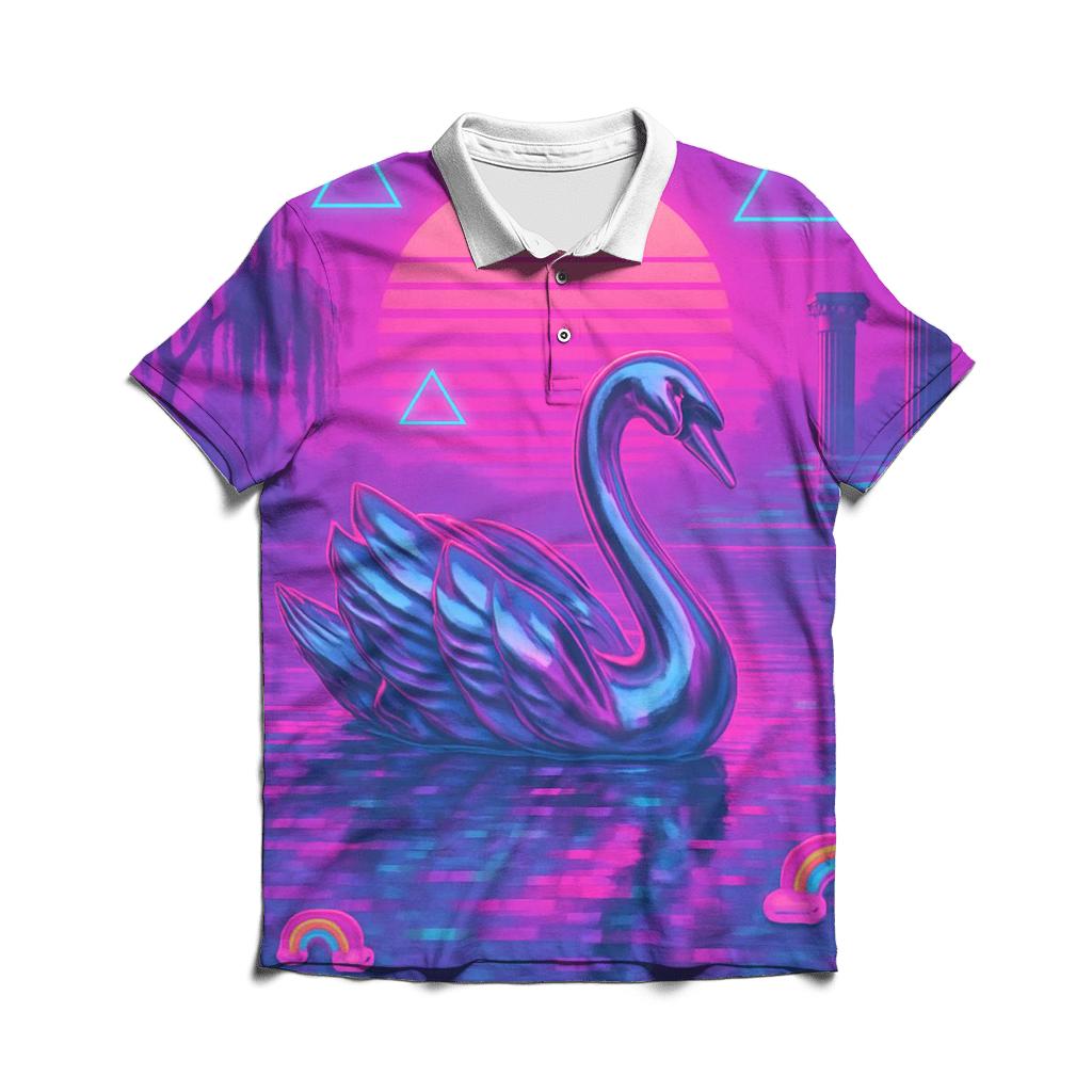 Vaporwave Swan Lake classic pique polos