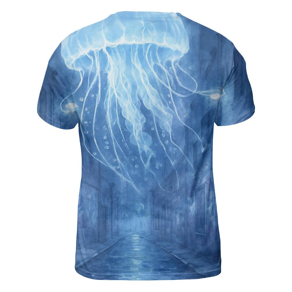 Midnight Jellyfish Alley artistic all-over print tops