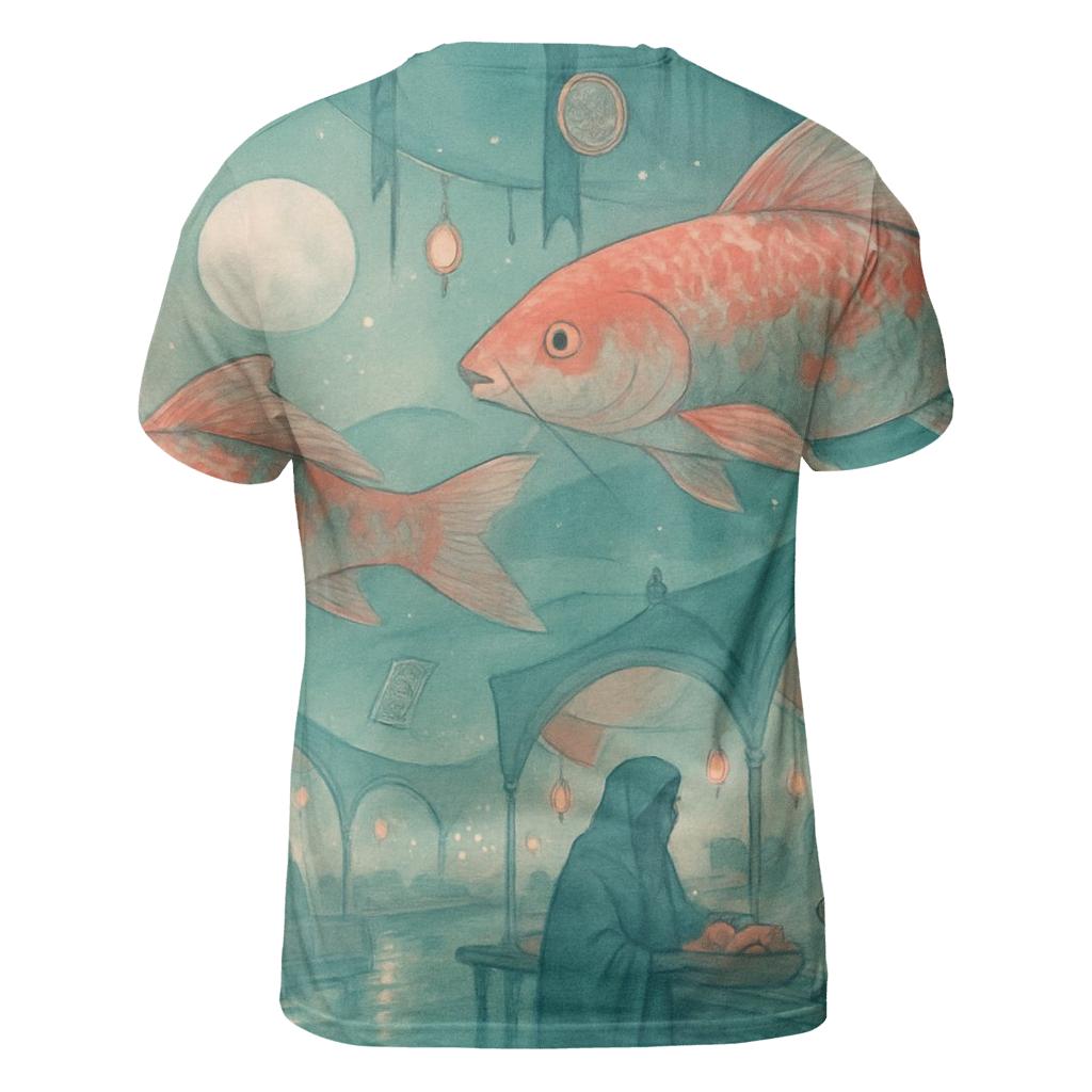 Moon Bazaar Koi Caravan artistic all-over print tops