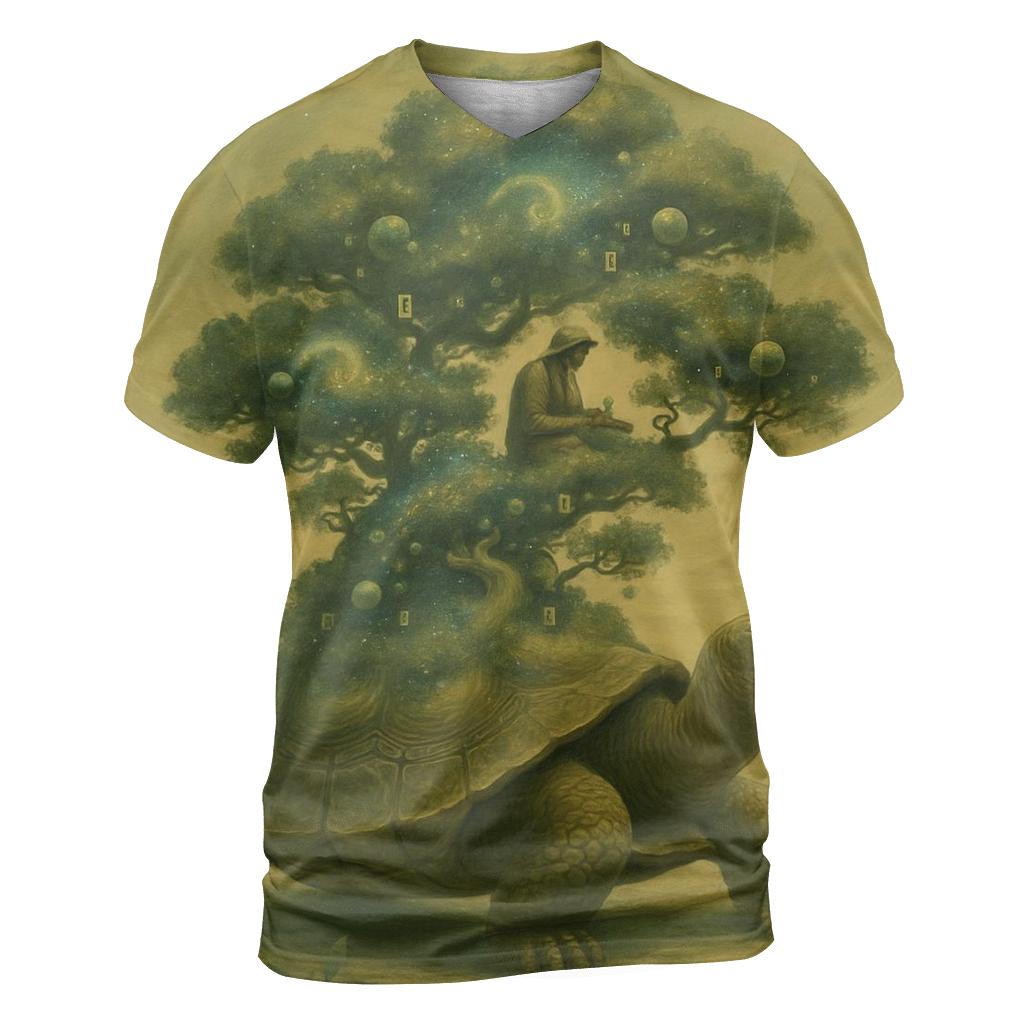 Bonsai Nebula Tortoise vibrant all-over design tees