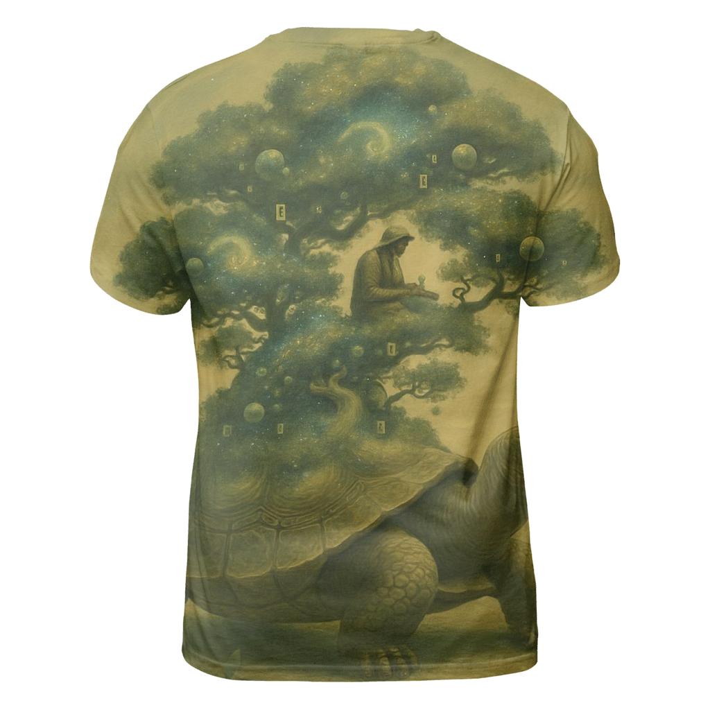 Bonsai Nebula Tortoise vibrant all-over design tees