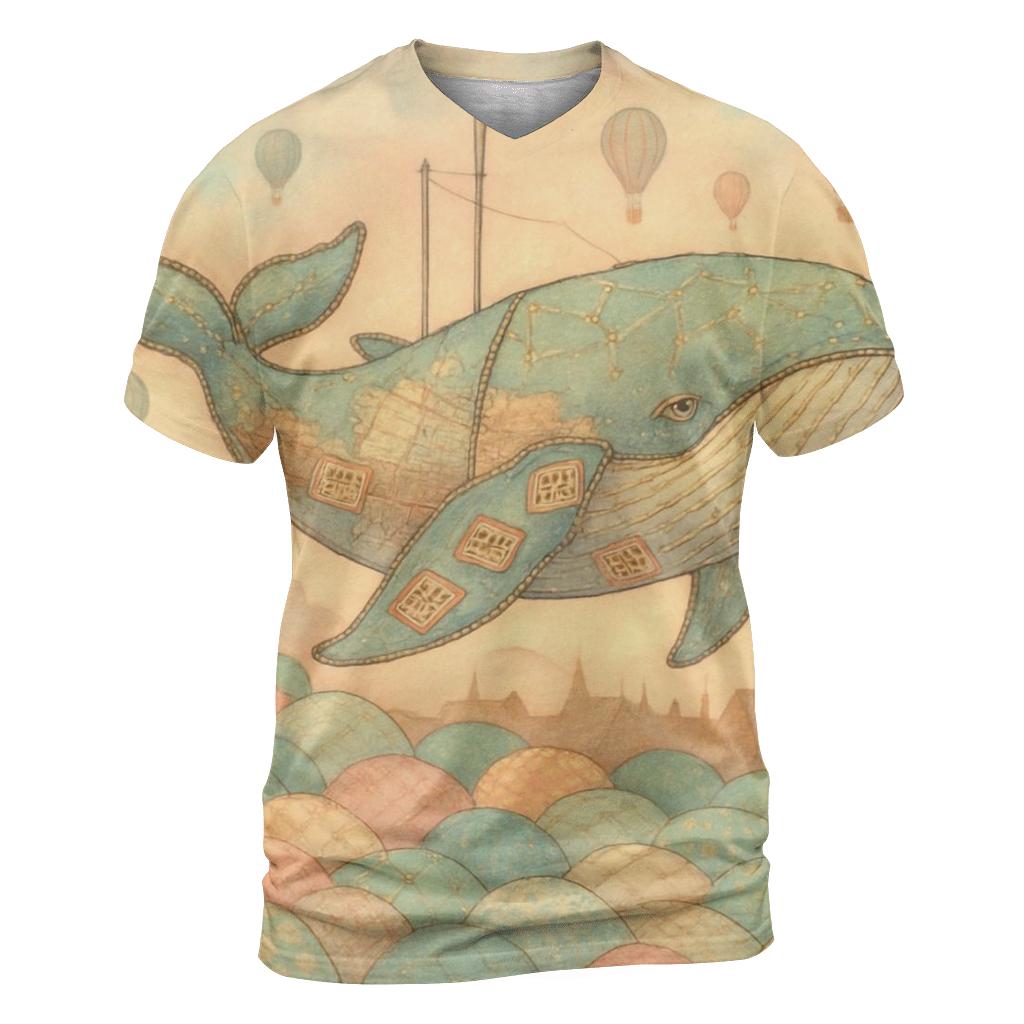 Stitched Sky Whale trendy printed shirt styles