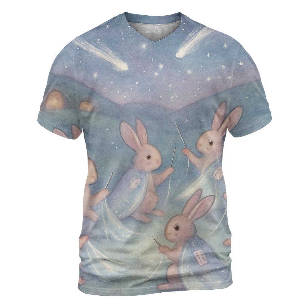 Comet Tailtailer Rabbit vibrant all-over design tees