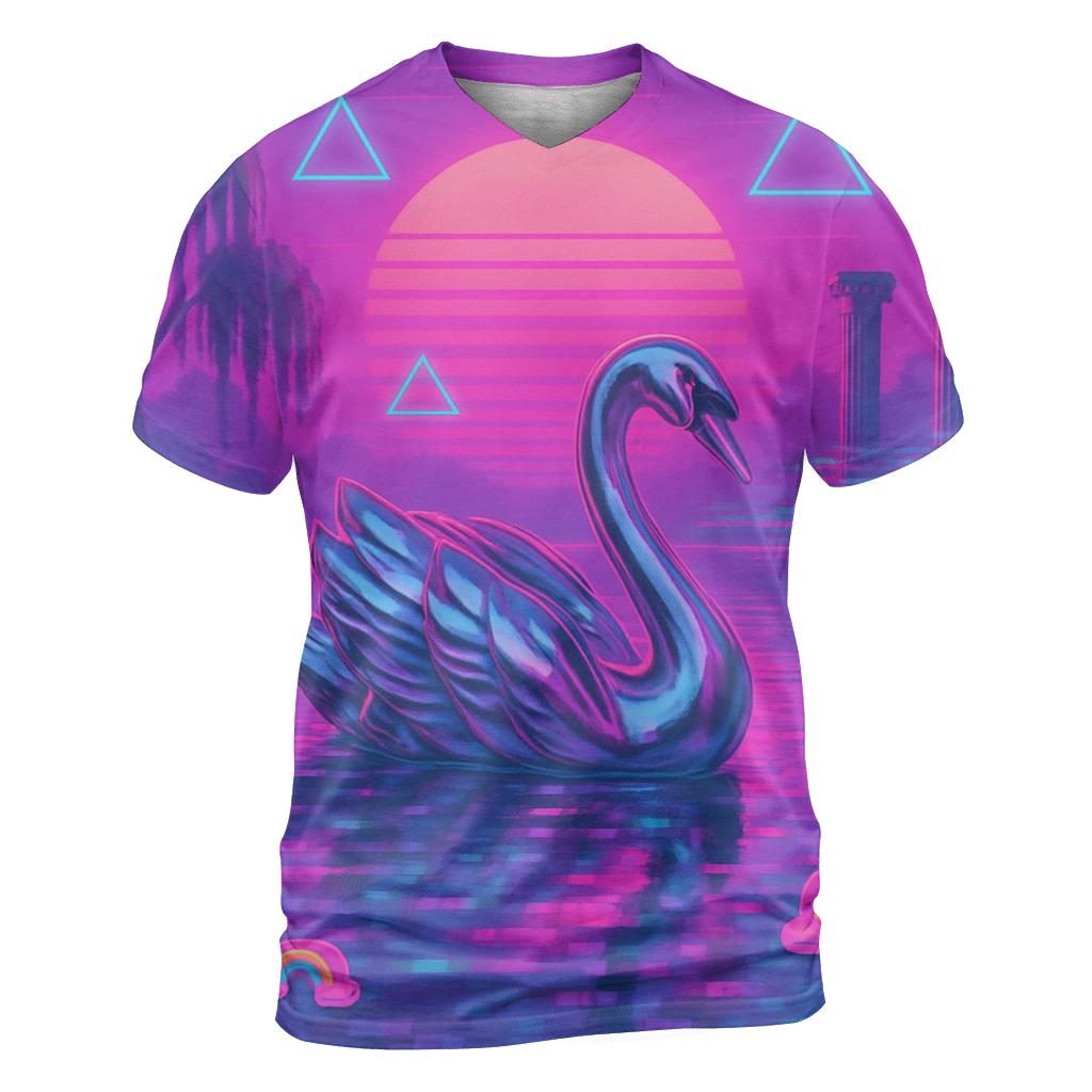 Vaporwave Swan Lake artistic all-over print tops