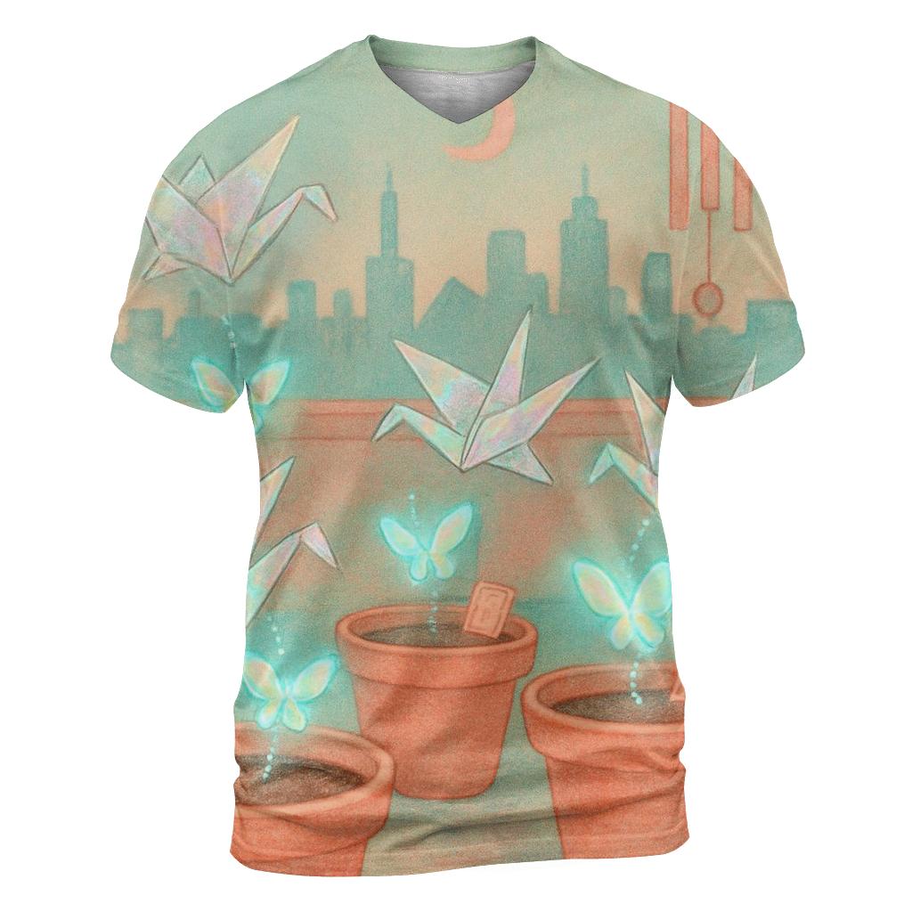 Holographic Paper Crane Garden personalized full print shirts