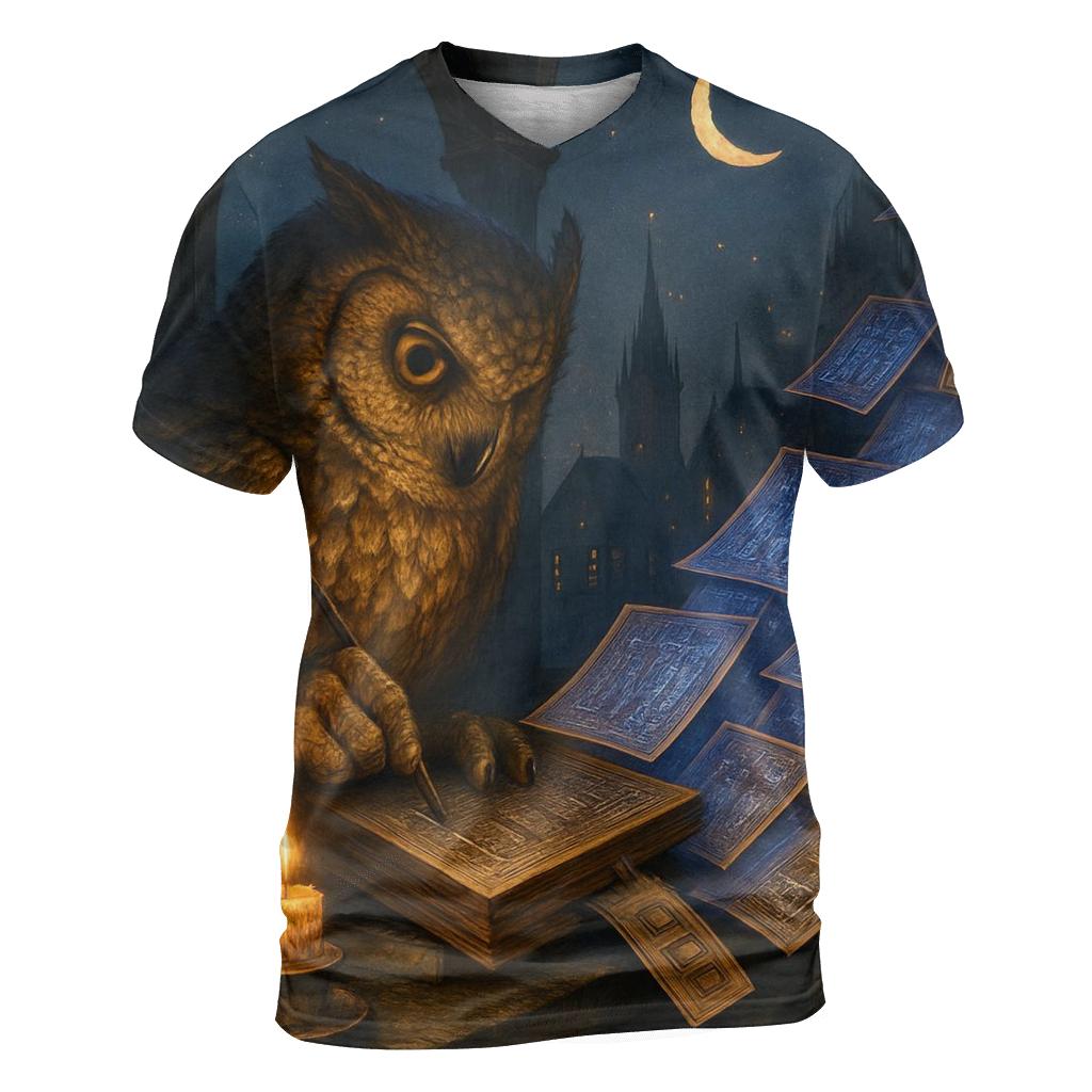 Ironwood Scribe Owl creative print fashion shirts