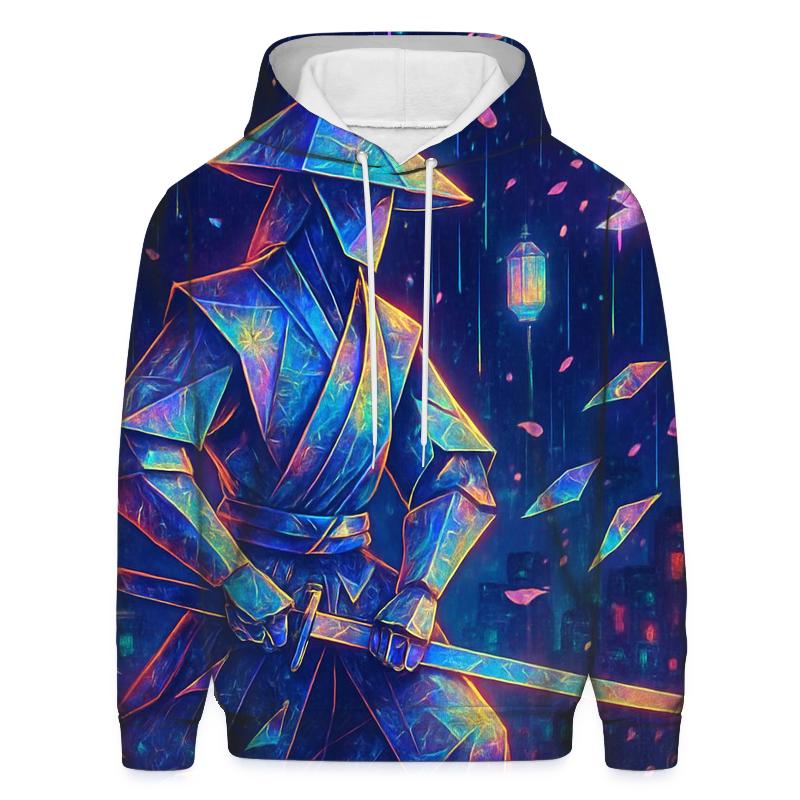 Neon Paper Crane Samurai printed hoodies
