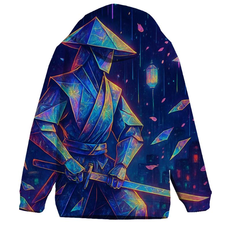 Neon Paper Crane Samurai printed hoodies