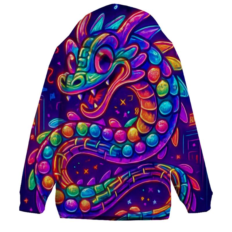 Candy Circuit Dragon embroidered hoodies