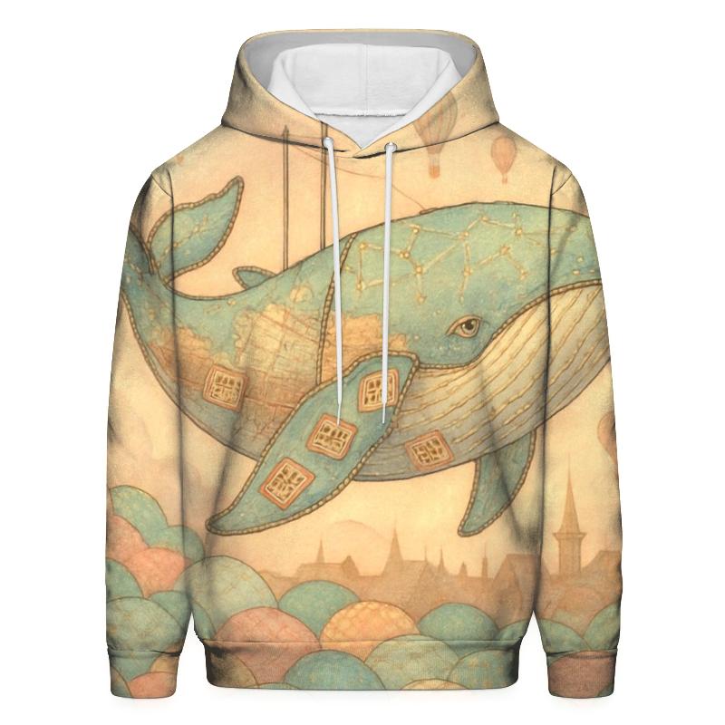 Stitched Sky Whale printed hoodies