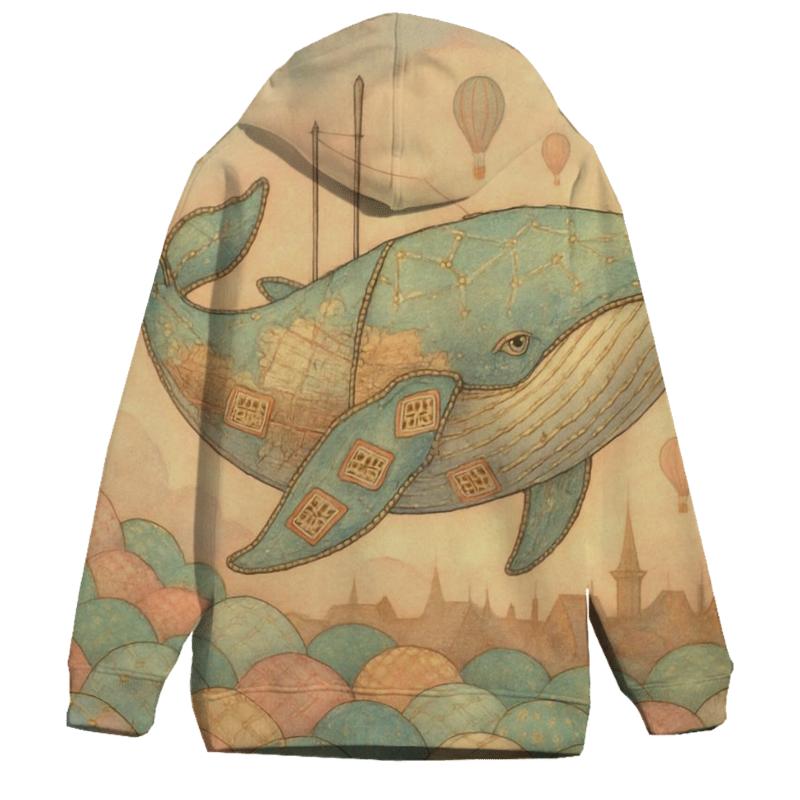 Stitched Sky Whale printed hoodies