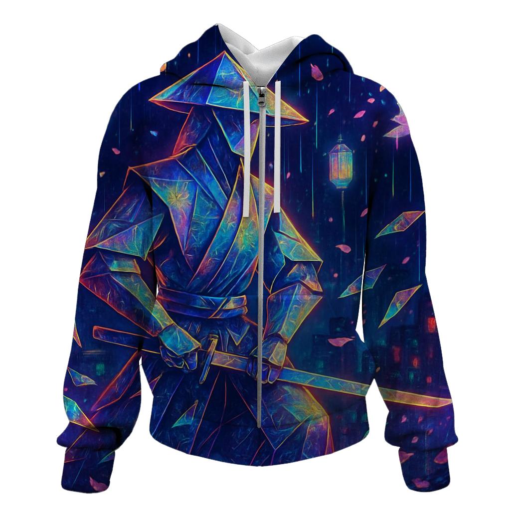 Neon Paper Crane Samurai printed hoodies
