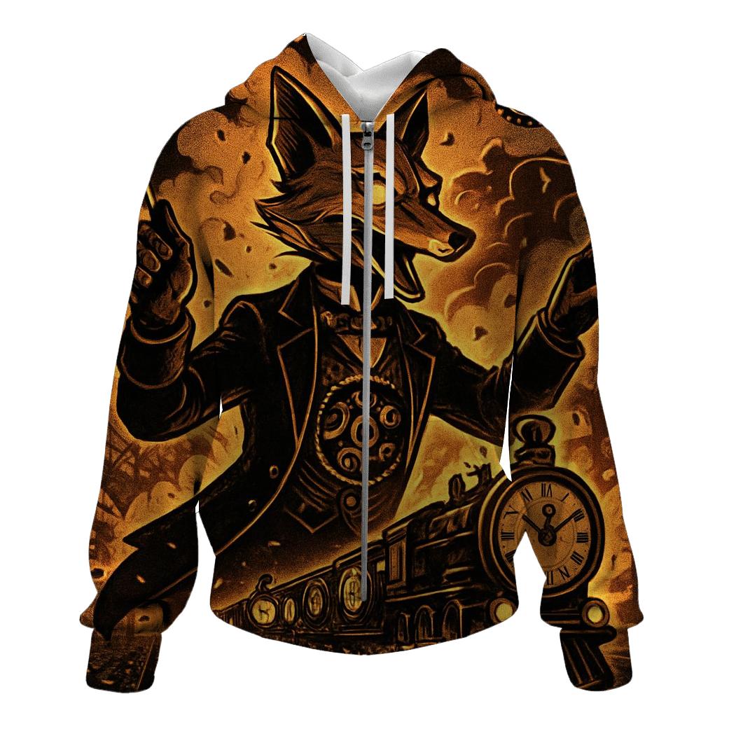 Clockwork Fox Conductor embroidered hoodies