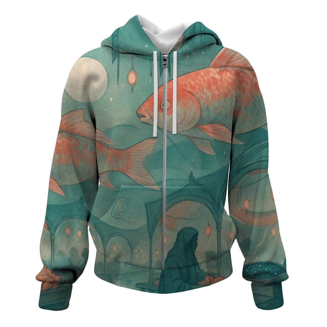 Moon Bazaar Koi Caravan embroidered hoodies