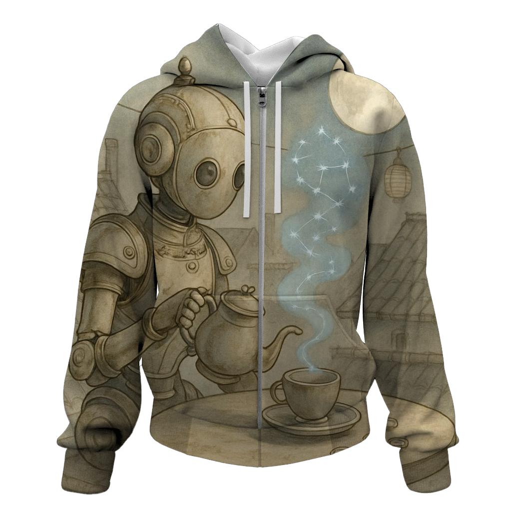 Moonlit Tea Automaton zip-up hoodies