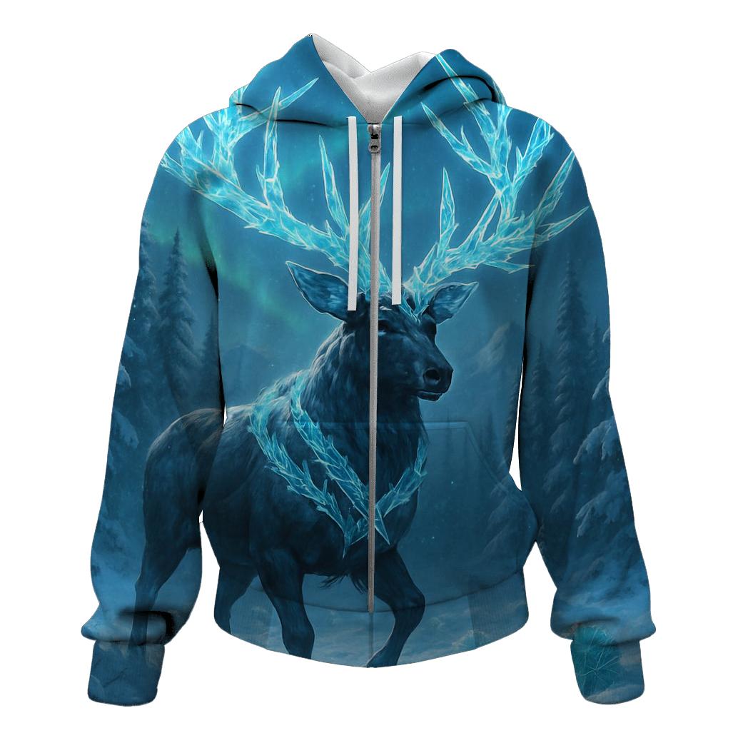 Frostbound Neon Elk hoodies fashion